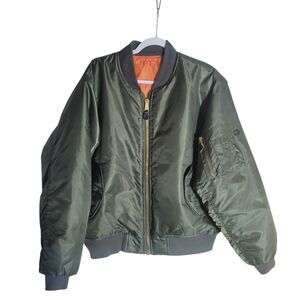 Rothco Flyer Jacket Mens Size Large Green Orange Reversible Classic Bomber Coat